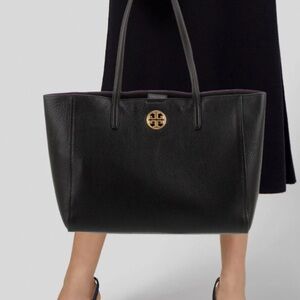 Tory Burch Carson Black Leather Tote Bag